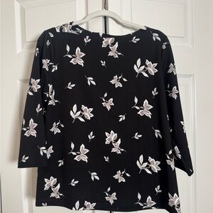 Ann Taylor Black Floral Blouse